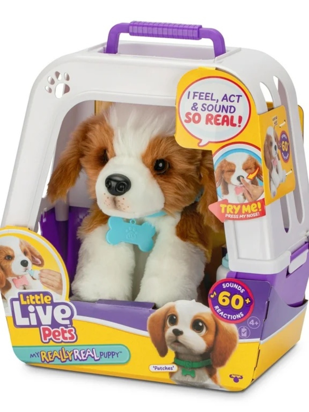 My Really Real Puppy Plush in White & Brown